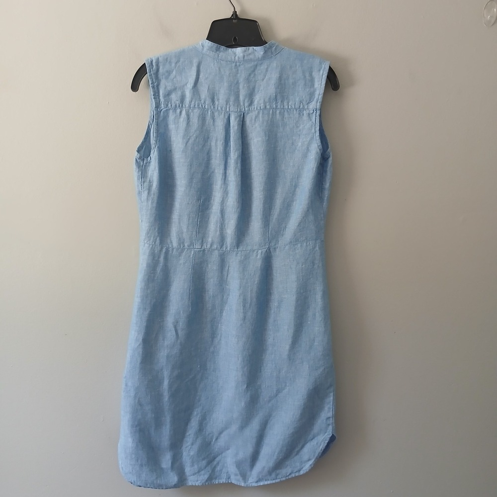 L.L. Bean Women's Size 8 Denim Button Front Knee Length Shirt Dress 100% Linen - Picture 12 of 16